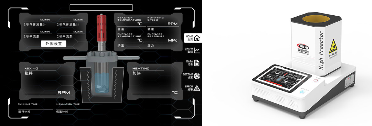 霍桐ZN型智能触摸屏标准实验室微小型反应釜电控箱及触摸操控界面示意图